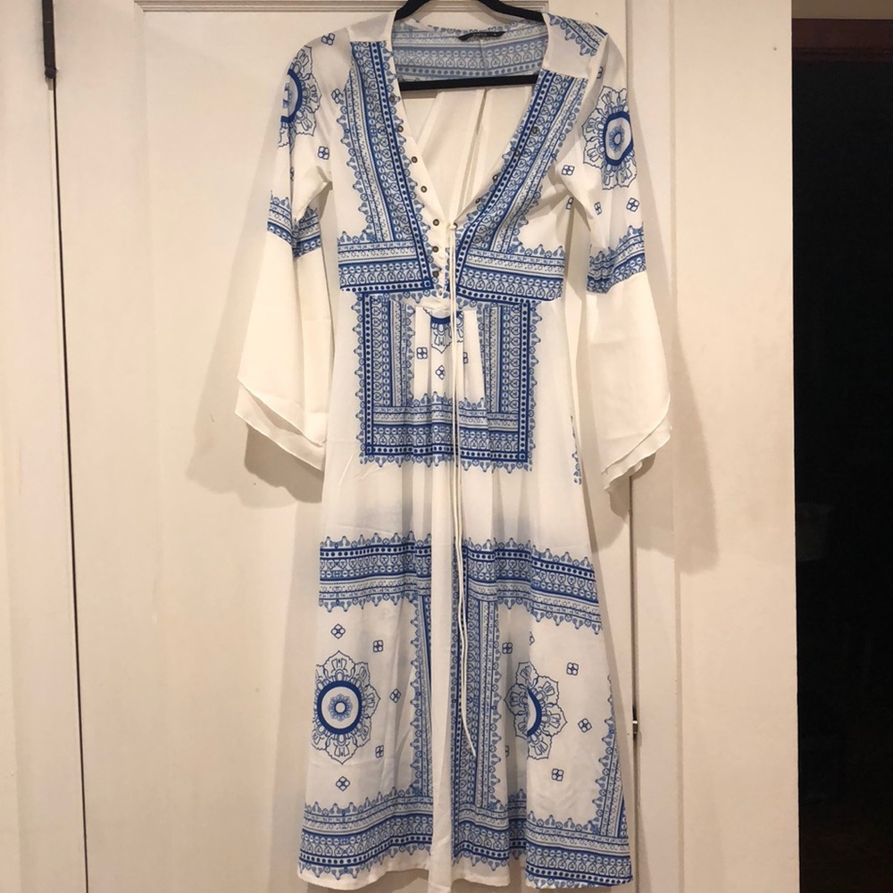 Blue and white summer dress